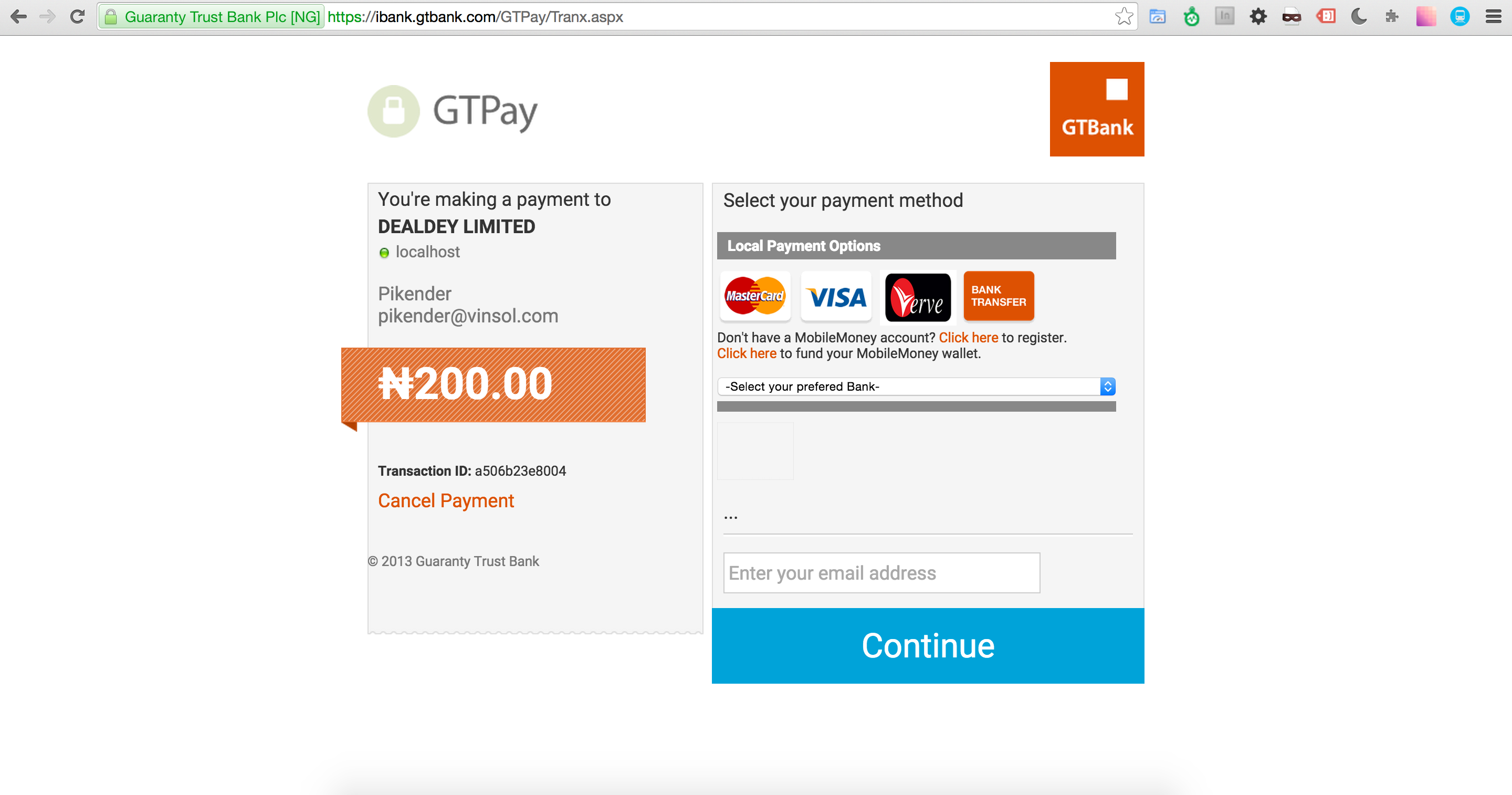 Gtpay Payment Page